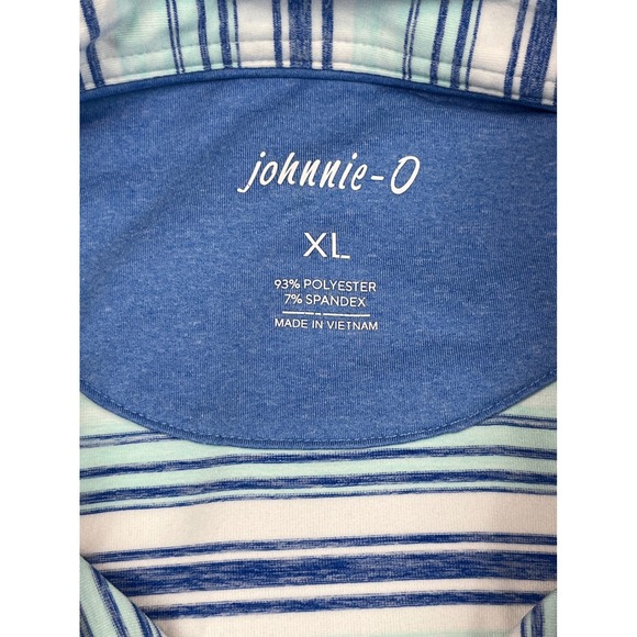 Johnnie-O EUC Polo Shirt Men's XL Blue Green Striped Dutton JMPO5110 Cay color - Picture 4 of 11